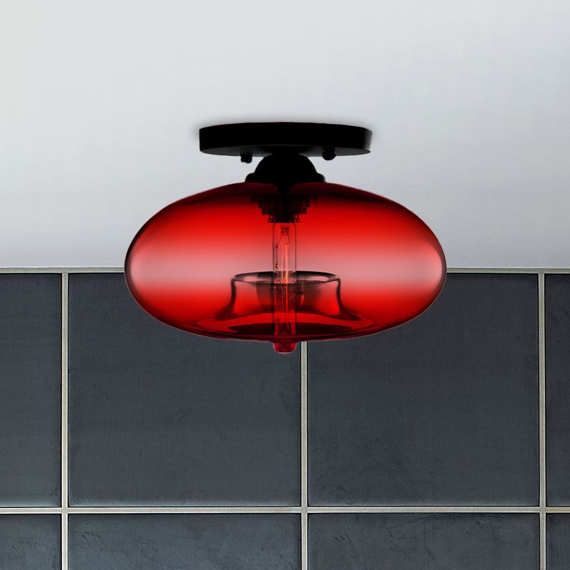 Arisha Oval Industriel LED Plafonnier Rouge/Marron/Ambre/Bleu Métal/Verre Salon