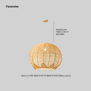 Ritta Luminaires Suspensions Grande Ballon Vintage Métal/Rotin Bois Bureau/Salon