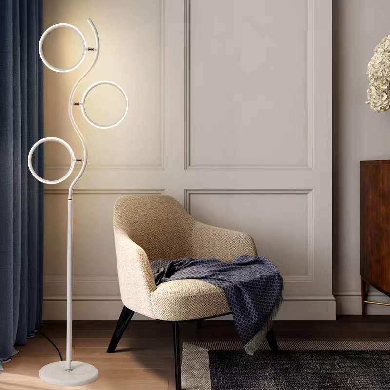 Arisha Design Lampadaire Rond Moderne Métal/Acrylique Noir/Blanc Salon/Chambre