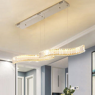 Kristy Luminaires Suspensions LED Wave Moderne Grande Cristal Métal Argent/Or Salon/Cuisine