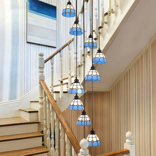 Tiffany Rétro LED Lustre Métal Verre Salle À Manger