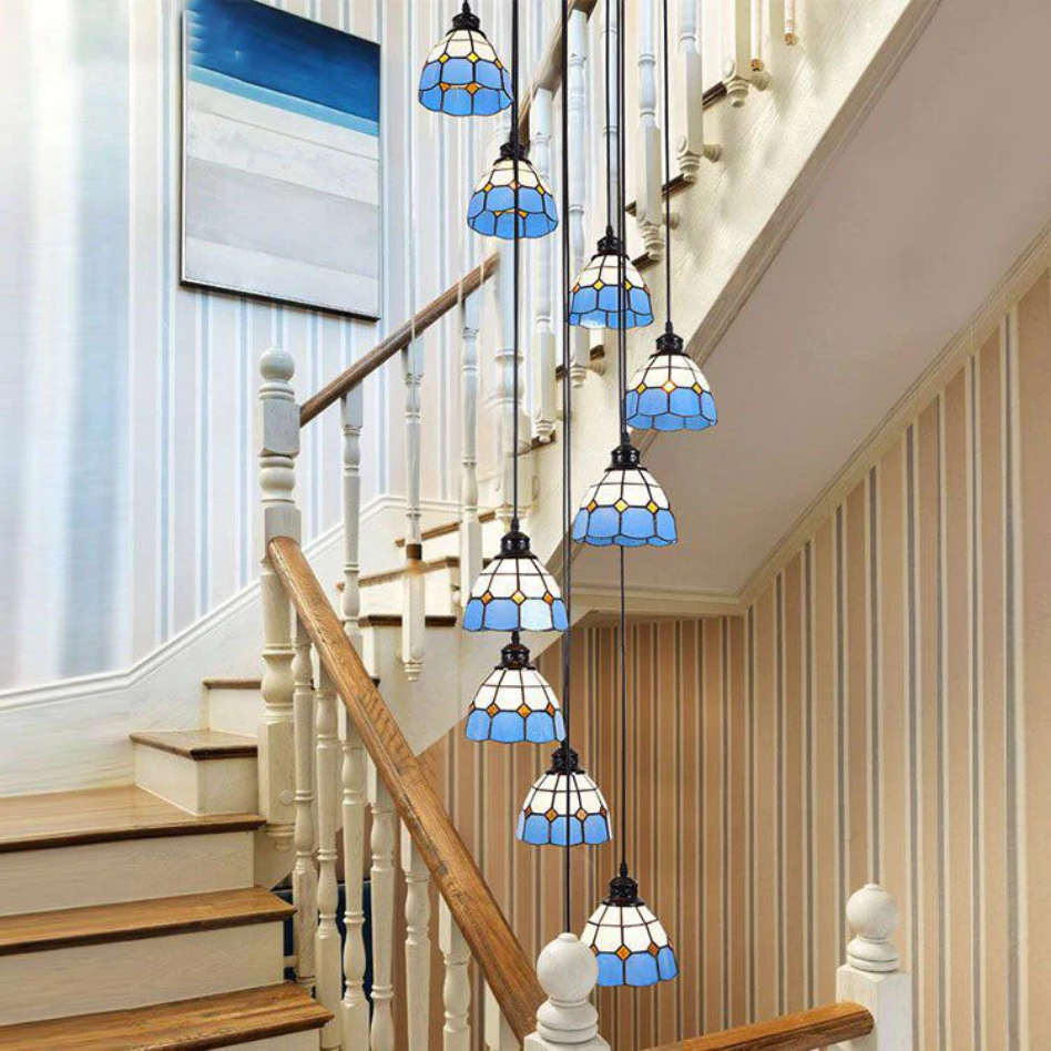 Tiffany Rétro LED Lustre Métal Verre Salle À Manger