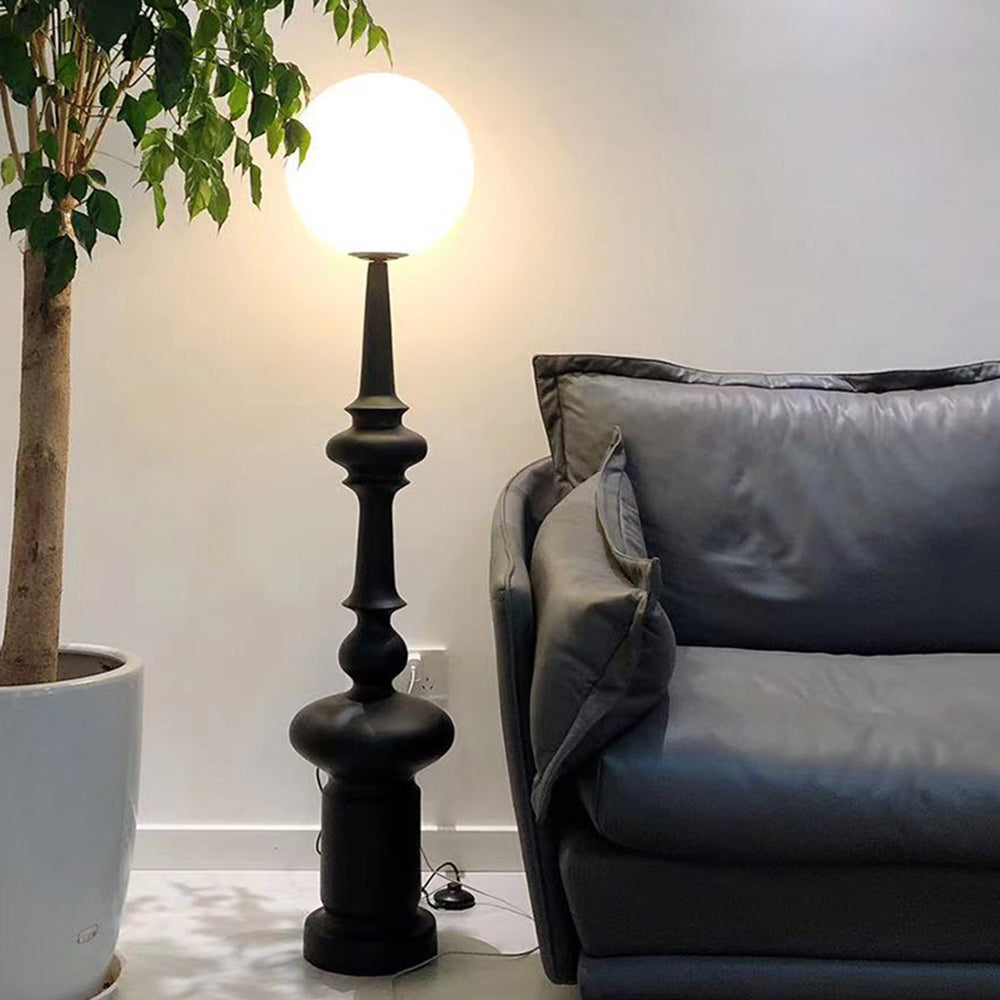 Mira Design Intérieur Lampadaire Colonne Vintage Résine/Verre Noir Salon/Chambre