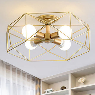 Arisha Moderne LED Plafonnier Doré/Blanc Métal Salon Chambre à coucher