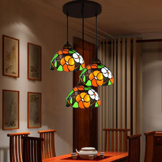 Tiffany Vintage Suspension Tachée Métal Verre Chambre À Coucher