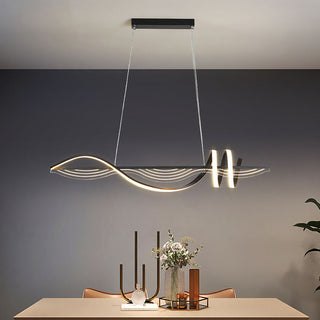 Arisha Style Géométrique Contemporain Linéaire Métal Suspension Blanc/Noir