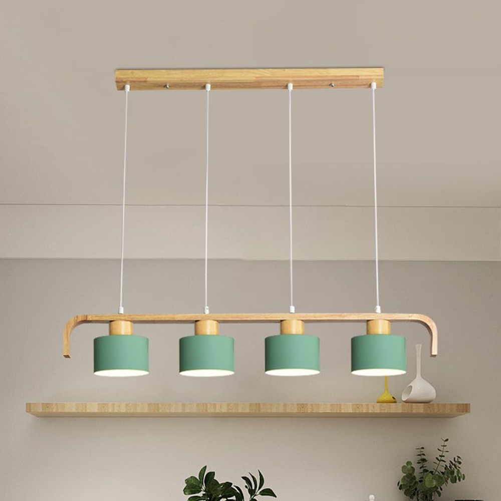 Valentina Moderne Luminaires Suspensions Cylindre Nordique Bambou Blanc/Vert/Gris Chambre à Coucher