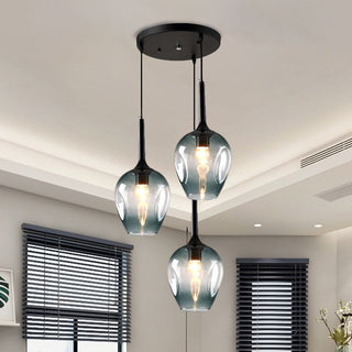 Valentina LED Suspension Bleu Gris Verre Salle à Manger Chambre à coucher