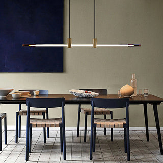 Ray Suspension Linéaire Moderne, Metal/Acrylique, Rouge/Marron, Chambre