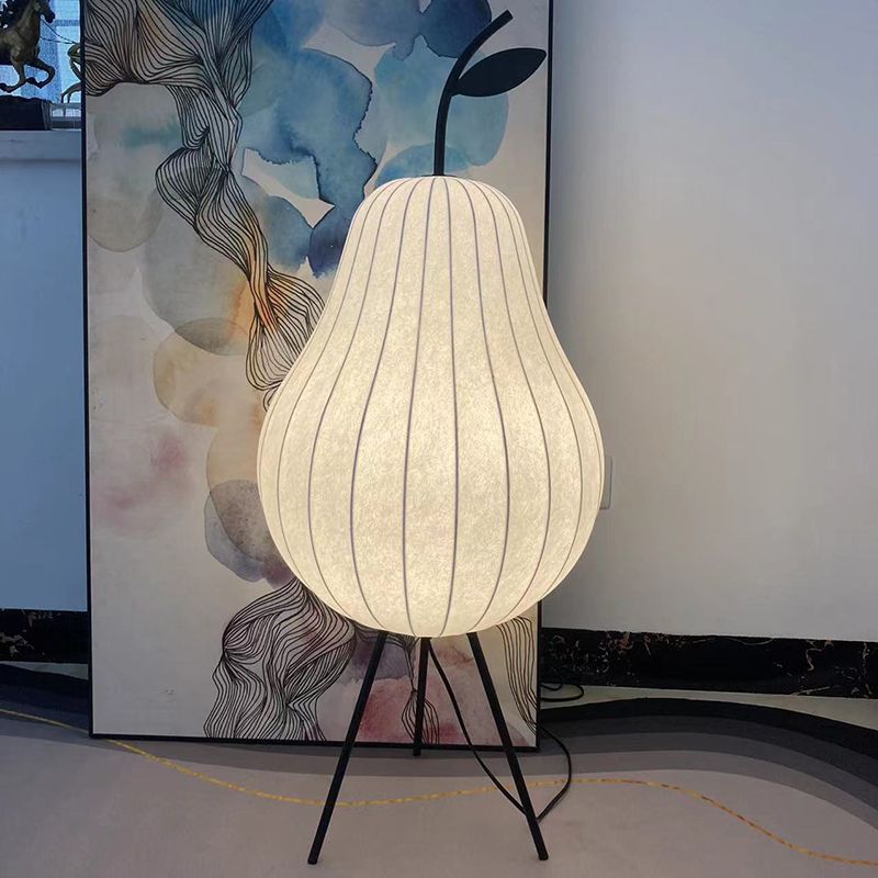 Ritta Lampadaire Poire Art Deco, Métal/Tissu, Beige, Salon