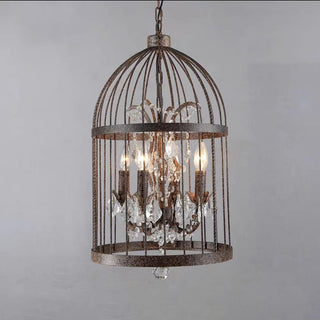 Arisha Industrielle LED Suspension Noir Métal Cristal Salon Salle à manger