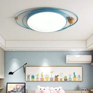 Arisha Plafonnier Rond Moderne, Metal/Bois, Blanc/Noir/Gris/Vert/Bleu, Salon