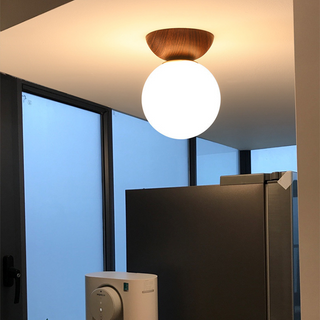 Valentina Nordique Japonais Glob LED Plafonnier/Suspension Métal Verre Chambre à coucher, Burlywood