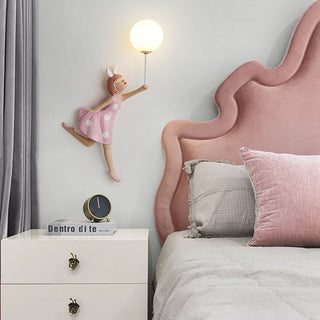 Aria Applique Murale Moderne en Forme de Ballon et de Fille, PV, Rose, Chambre à coucher