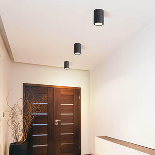 Ray Plafonnier Cylindre Moderne, Métal/Verre, Noir, Extérieur