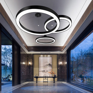 Arisha Luminaires Suspensions LED Anneau Simple Acrylique Noir/Blanc Salon/Cuisine
