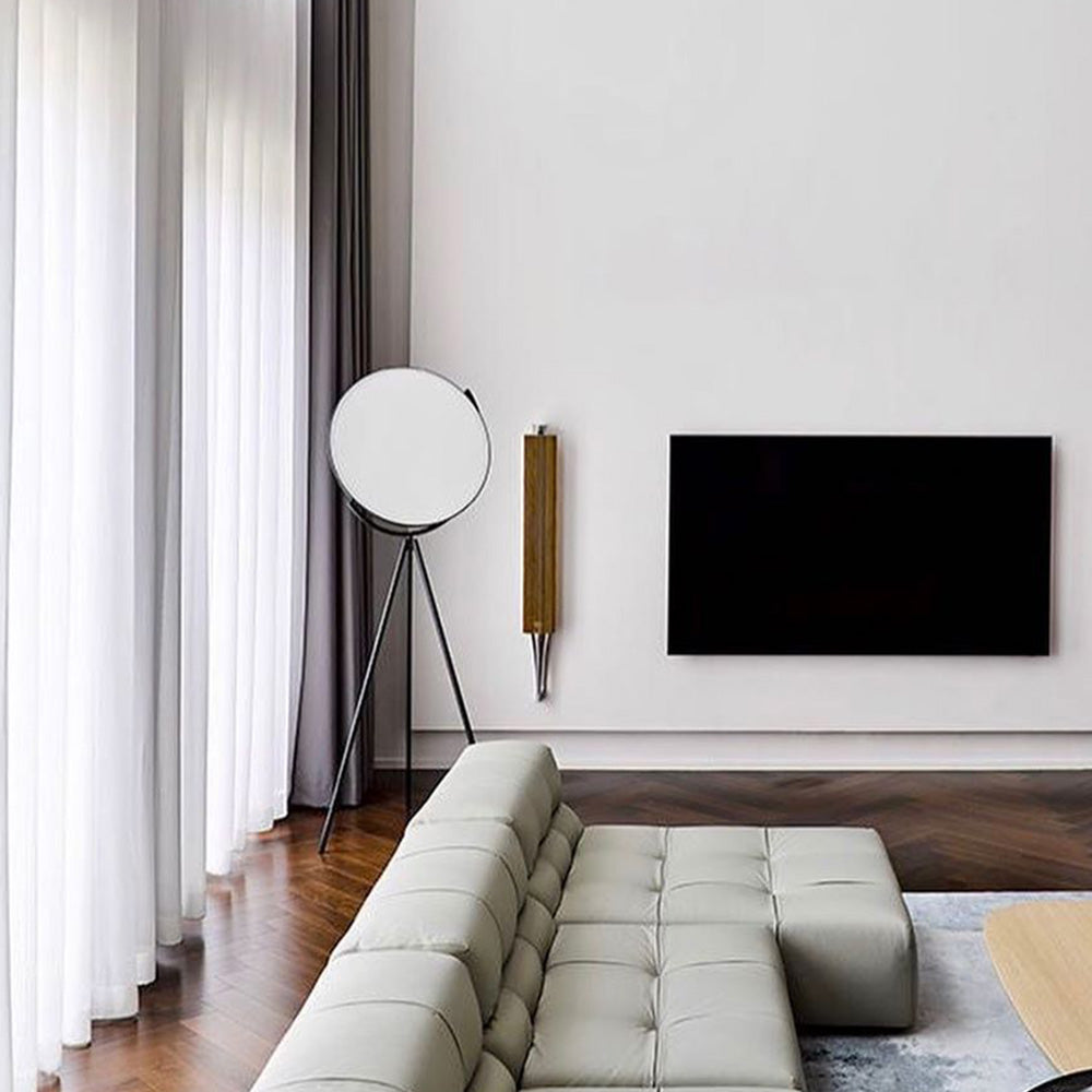 Mira Design Simple Lampadaire Rond Moderne Métal Noir/Blanc Salon