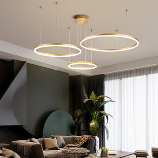 Zorin Suspension Anneau Moderne Métal Noir/Doré/Café Salon-Luire