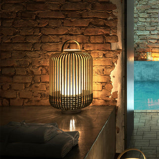 Ritta Vintage LED Lampadaire Noir/Blanc Bambou/Acrylique Extérieur