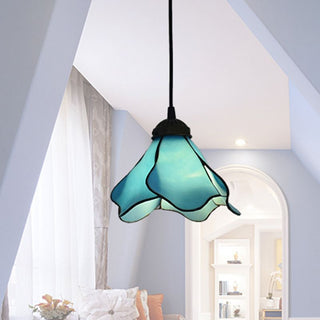 Ray Fleur Moderne LED Suspension Rose Bleu Métal Résine Salon