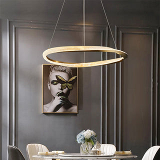 Kristy Luminaires Suspensions Anneau Moderne Métal Acrylique Noir/Cuivre Salon/Chambre à Coucher