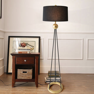 Mira Design Lampadaire Tripod Simple Tissu/Métal Noir Salon/Bureau