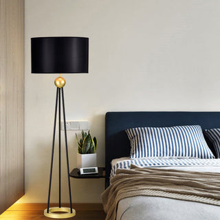 Mira Design Lampadaire Tripod Simple Tissu/Métal Noir Salon/Bureau