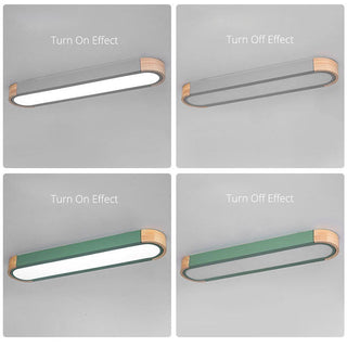 Taren Plafonnier Barre Longue Moderne. Bois/Acrylique. Blanc/Gris/Vert-Luire