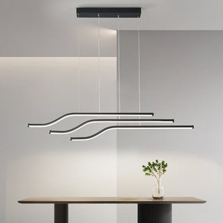Arisha Lustre Linéaire Minimaliste, Metal/Gel de silice, Noir/Blanc, Chambre