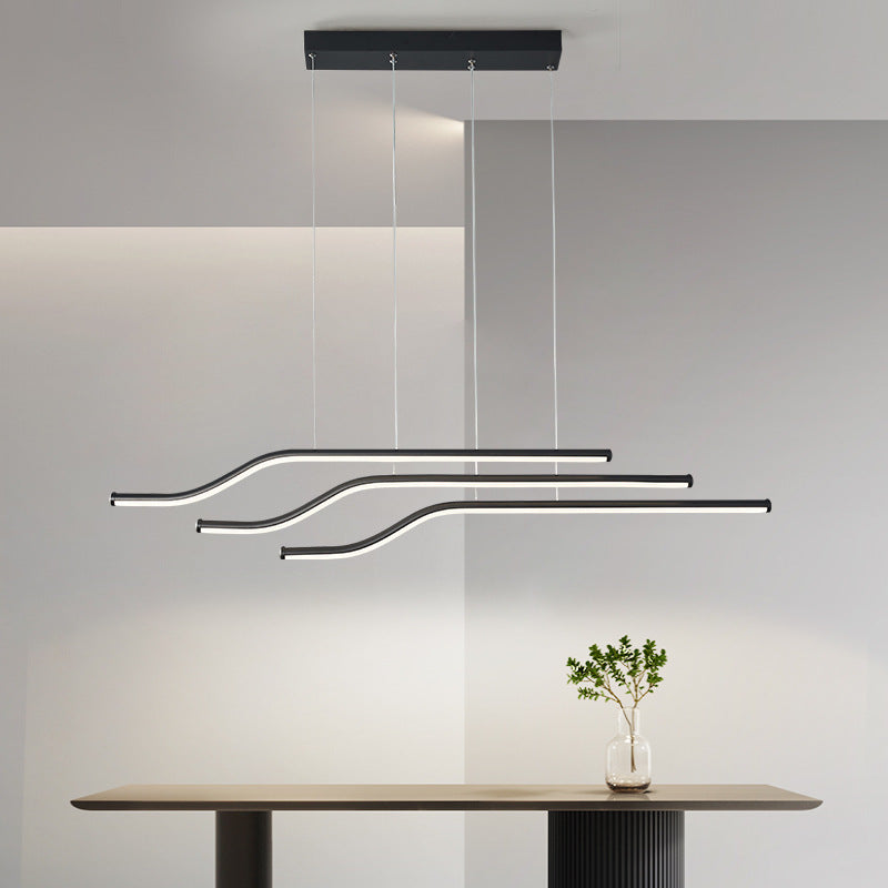 Arisha Lustre Linéaire Minimaliste, Metal/Gel de silice, Noir/Blanc, Chambre