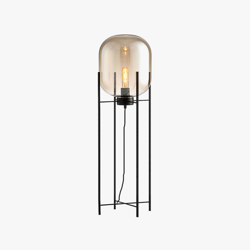 Mira Design Lampadaire Globe Moderne Verre/Métal Noir Chambre/Salon