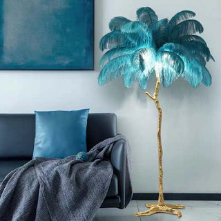 Lampadaire Fleur Luxe Plume/Métal Coloré Salon-Luire