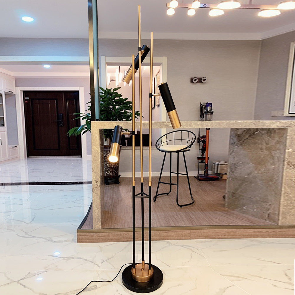 Mira Design Moderne Lampadaire Linéaire Métal Noir/Or Salon Simple
