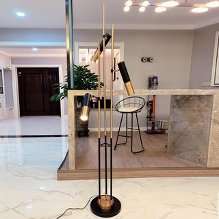 Mira Design Moderne Lampadaire Linéaire Métal Noir/Or Salon Simple