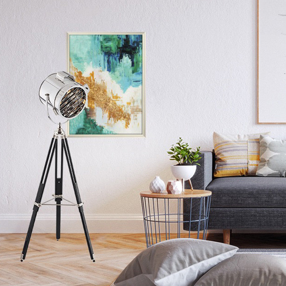 Mira Moderne Industrielle Lampadaire Trépied Rétro Métal Chromé/Bureau/Salon