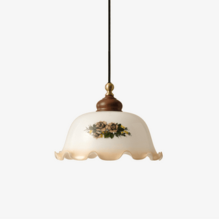 Floral Patterned Glass Pendant Light-Neutral Decor