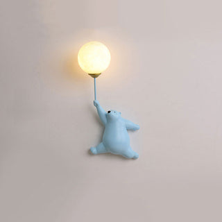Evenel Bear Balloon Applique Murale Ours Ballon Moderne Animale. Blanc/Bleu/Rose. Salon-Luire