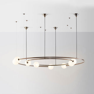 Valentina Suspension Anneau Moderne, Métal/Verre, Noir/Doré, Salon