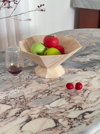 Facet Pedestal Bowl Storage Tray-Neutral Decor