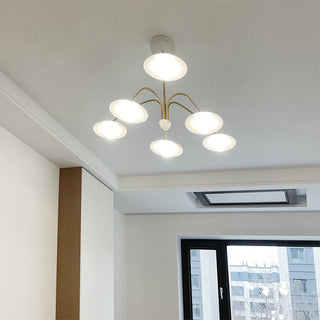 Arisha Suspension Fleur Art Déco,  Métal/Verre, Blanc, Salon
