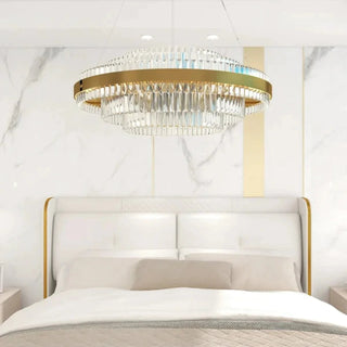 Kristy Design LED Luminaire Lustre Moderne Cristal Doré Salon