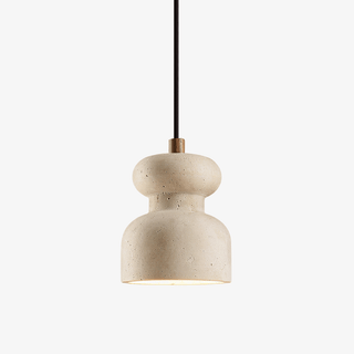 Textured Travertine Gourd Pendant Light-Neutral Decor