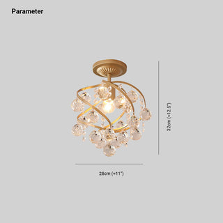 Valentina Design LED Plafonnier Laiton Cristal Salon Chambre à coucher
