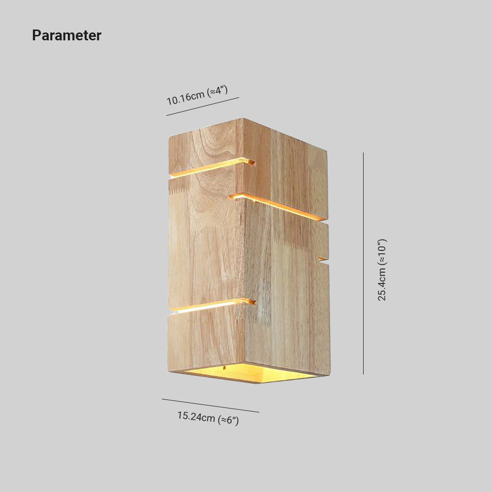 Muto Applique Murale Rectangulaire Moderne Simple LED Bois Brut Chambre à Coucher/Salon