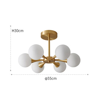 Valentina Suspension Boule Moderne, Laiton/Verre, Blanc/Claire, Salon
