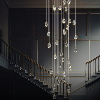 Kristy Luminaire Or Suspension Verre/Métal Pierres Chambre/Salon