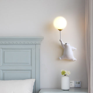 Evenel Bear Balloon Applique Murale Ours Ballon Moderne Animale. Blanc/Bleu/Rose. Salon-Luire