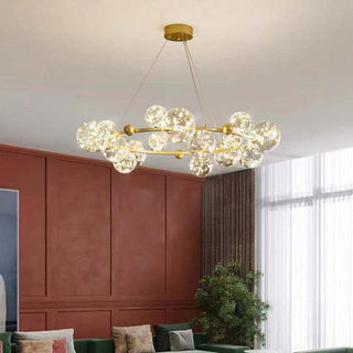 Valentina Suspension Boule Moderne, Métal/Verre, Doré/Noir, Salon
