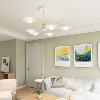 Arisha Suspension Fleur Art Déco,  Métal/Verre, Blanc, Salon