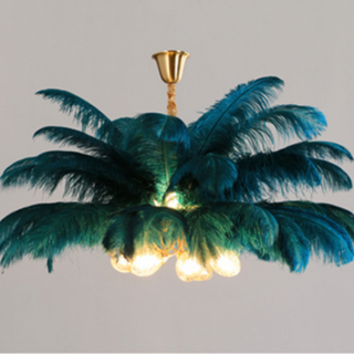 O'Moore Suspension Fleur Moderne, Cuivre/Plume, 8 Couleur, Salon